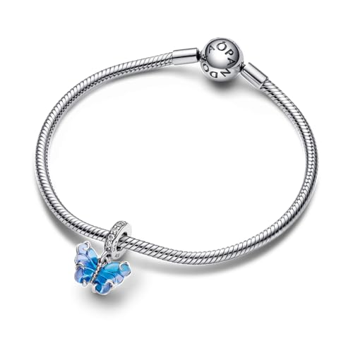 PANDORA Blue Murano Glass Butterfly Dangle Charm - Compatible with PANDORA Moments - Gift for Her - Sterling Silver & Murano Glass with Cubic Zirconia - With Gift Box3