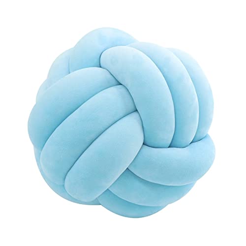 Edumov Cojín de nudos, cojín de nudos, cojín tejido a mano, cojín de peluche, escandinavo, cojín decorativo nudo, cojín anudado para sofá, cama, habitación, pequeño azul cielo, 20 cm