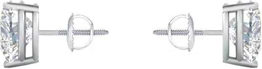 1 Carat Heart Shape Diamond Stud Earrings for Women | 14K White Gold Screw Back | Elegant Solitaire Jewelry Gift for Birthday & Anniversary - Image 3