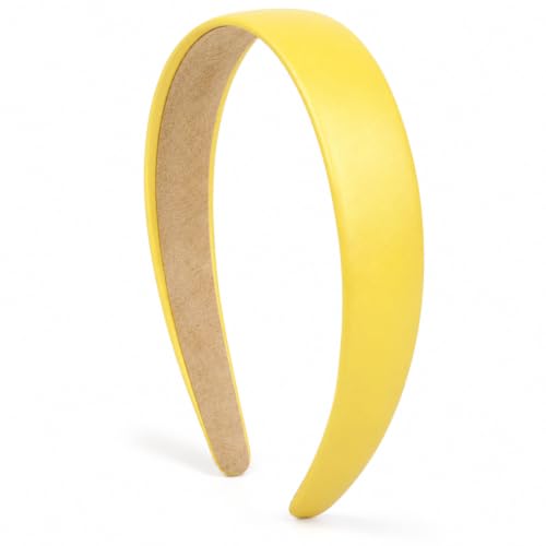 Huachi Yellow Headbands for Women Girls 1 Inch Wide Thick Yellow Hairband