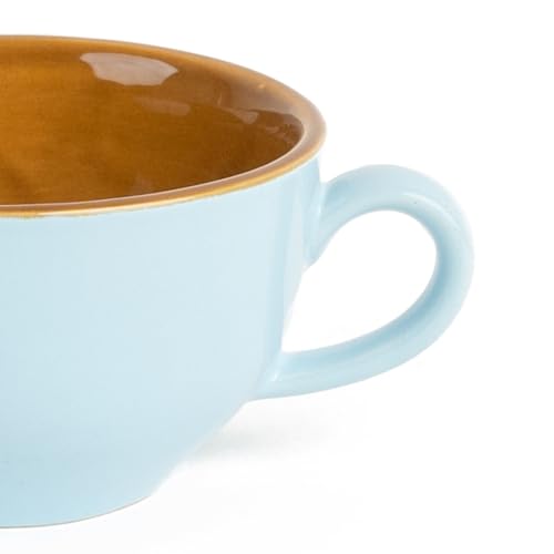 Image of Bodhi House Ceramic Coffee Wide Large Mug with Handle - Set of 1, 350Ml Glossy Finish | Bone Ash Free & Microwave Safe | for Cappuccino, Latte, Green Tea - Arctic Blue