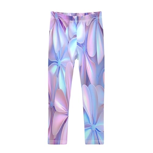 Bolaz Toddler Girls Leggings Printed Yoga Pants Leggings Light Purple Flower for Kids