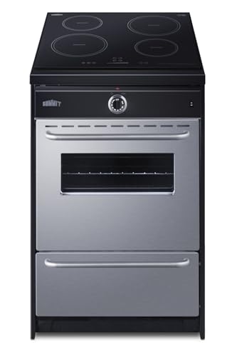 Summit 24' Induction Range, 2.92 cu. ft. Oven, 4 Elements, ADA Compliant Design, Black & Stainless Steel- TEM665BW