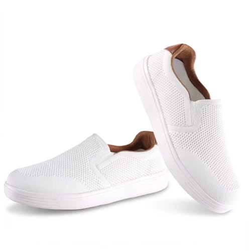 Image of konhill Mens Slip On Loafers Sneakers - Casual Knit Walking Shoes for Men, Lightweight Breathable Memory Foam Boat Shoes, Comfortable Slip-On Driving Loafers for Work Travel Beach