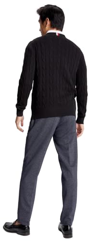 Tommy Hilfiger Men's Cable Knit Sweater, Black, XL4