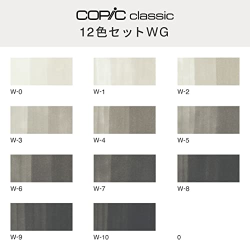 Copic Classic, Alcohol Markers, 12Pc Set Warm Gray (New Ver.) #TOP1