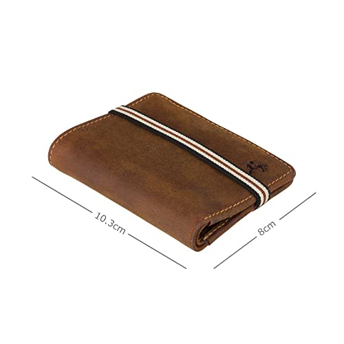 Visconti Arrow Elastic Closure Bi Fold Real Leather Wallet Card Holder RFID (Oil Tan BN2), Oil Tan, Rustic3