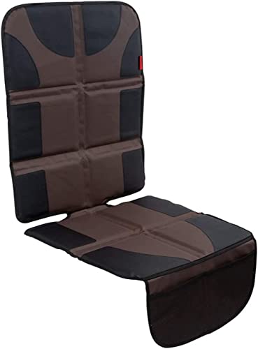 Image of Lusso Gear Car Seat Protector, Thick Padding, 2 Mesh Storage Pockets, Waterproof, Protects Fabric or Leather Seats from Child Car Seat and Pets, Non-Slip Rubber Padded Backing, No Imprint (Brown)