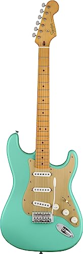 Squier by Fender スクワイヤー 40th Anniversary Stratocaster®, Vintage Edition, Maple Fingerboard, Gold Anodized Pickguard, Satin Sea Foam Green ソフトケース付き