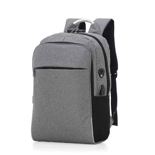 Mochila com Senha, Cinza, com Compartimentos Múltiplos