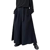 [ロドリーミシェ] 黒スカンツ スカンツ メンズスカンツ 黒いズボン 黒ズボン メンズズボン スカートズボン ワイドボトムズボン 黒いズボン メンズ黒いズボン 大きめズボン ワイドパンツ 大きいスカンツ 無地スカンツ 男の子 春 夏 秋 冬 ウエストゴム ハカマ ワイド カジュアル 男 黒 No54 31 S