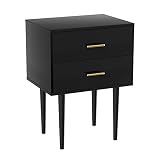 Modern Nightstand with Drawers Black Night Stands for Bedroom,Wood Bedside Table with Drawers,Nights