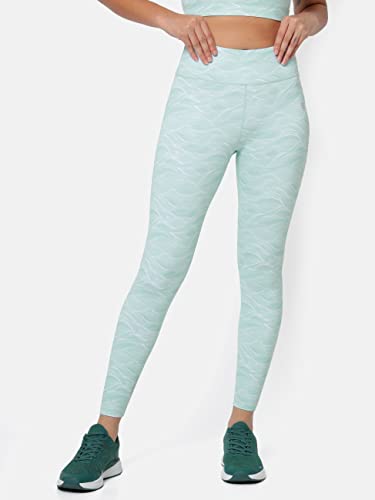 Image of CULT High Waist Running Tights with Side Pocket | Geometric Print | Breathable | Moisture-Wicking | Curved Hem
