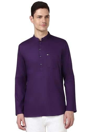 Image of Peter England Men Cotton Regular Fit Everyday Festive Solid Short Kurta
