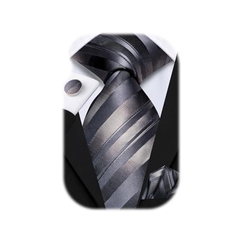 Image of Hi-Tie Men 63inches Tie Set Extra Long Necktie Paisley Tie Pocket Suqare Cufflinks Big and Tall Men Tie