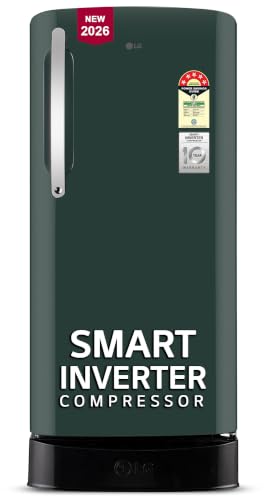 Image of LG 201 L, 5 Star, Smart Inverter, Direct Cool Single Door Refrigerator (GLD2156ZHEG, Emerald Green, Base stand with Drawer)
