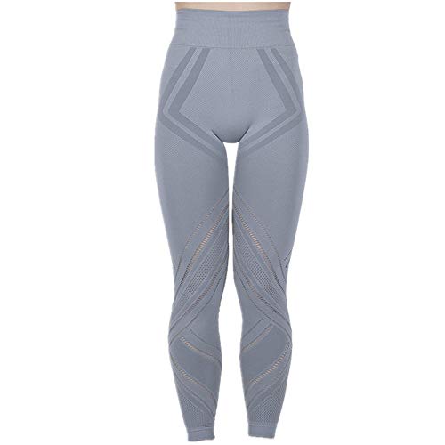 Boutique sale Seamless Breathable Sweatpants Hollow Nine Points Yoga Pants Slim Hip Leggings Female Sports Yoga Tights Women Seamless Fitness Waist Knee Pads Hips Running Quick-Drying Pants Gray