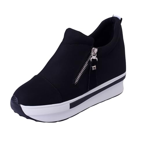 Baskets pour femme anti-fatigue à semelle épaisse et fermeture éclair latérale facile