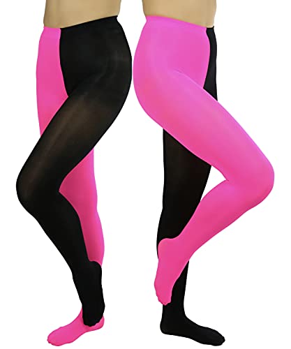 Image of ToBeInStyle Women's Two Toned Vibrant Jester Contrast Opaque Multicolored Tights