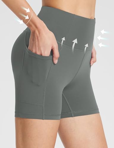 Image of baleaf Women's 8 inch / 5 inch / 3 inch Biker Shorts High Waist Yoga Workout Gym Running Volleyball Spandex Shorts with Pockets