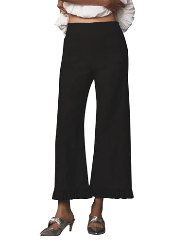 ACCPUR Women's Plaid Flare Pants Summer Casual Gingham Elastic