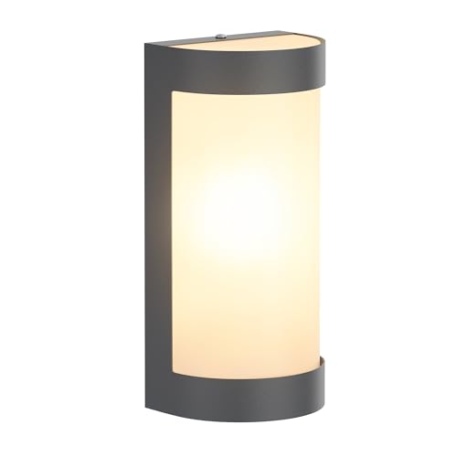 ledscom.de Wandleuchte WARU für außen, IP44, Edelstahl, anthrazit matt, eckig, 1x E27 max. 40W