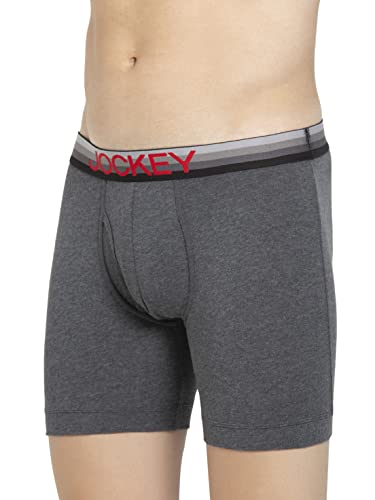 Image of Jockey ZN03 Men's Super Combed Cotton Elastane Stretch Solid Boxer Brief with Ultrasoft Waistband