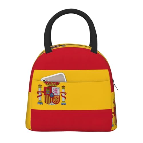 HGKHadc Bolsa de almuerzo térmica funcional con estampado de bandera española, reutilizable, para trabajo, escuela, picnic, camping, pesca