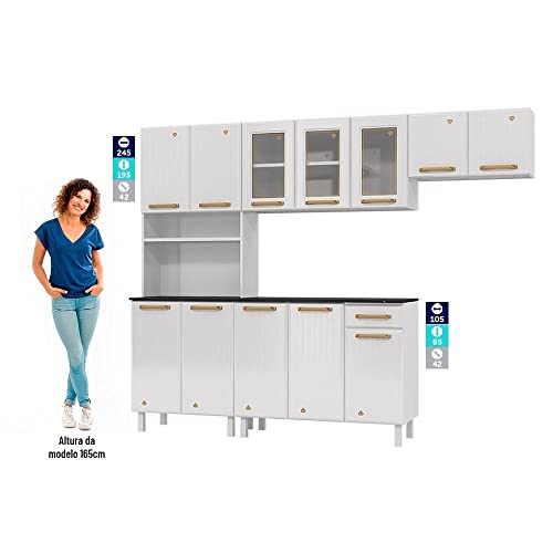 Cozinha de Aço Compacta 4 Peças 12 Portas 1 Gaveta Diamante Telasul Branco