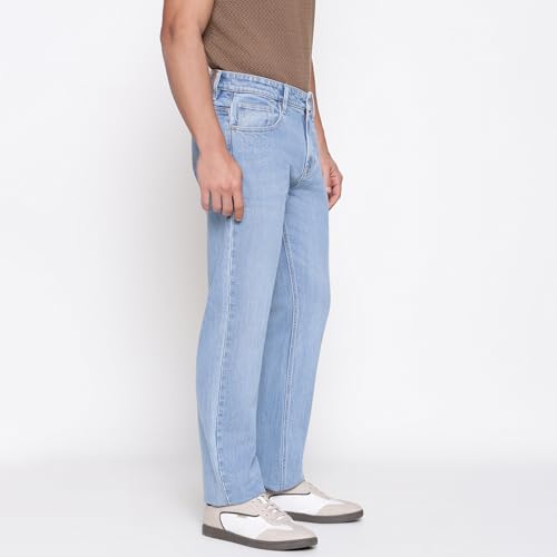Image of GUESS Men Rodeo in Light Solid Relaxed Fit Denim Jeans