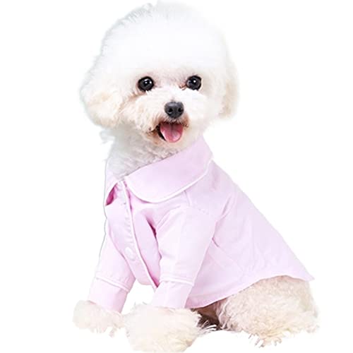 Pet Shirt Clothes Collared Neck Casual Shirts Flower Printed Button Closure Small Doggie Cat Stretchy Material Soft Touching For Bulldog Autumn (Size : Pink_2Xl) #TOP12