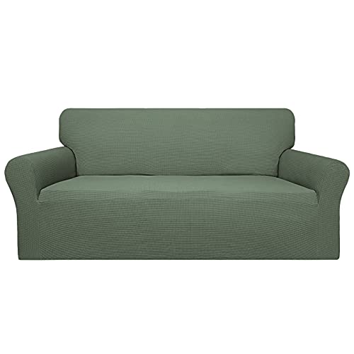 Image of Easy-Going 100% Waterproof Couch Cover, 3 Cushion Oversized Sofa Cover | Leakproof Sofa Slipcover, Stretch Jacquard Furniture Protector Against Stain Spill from Kids, Pets, Dog, Grayish Green