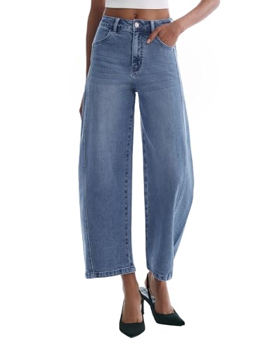 SGIVL Barrel Jeans for Women Cropped Baggy High Waisted Jeans