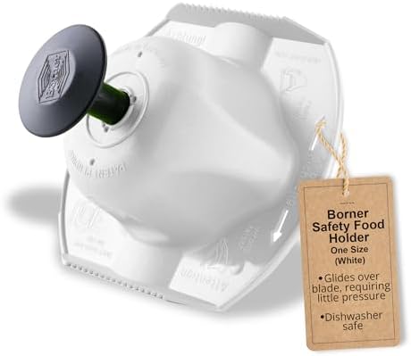 Borner Safety Food Holder - Finger Anti-Cut Protectors for Vegetable or Fruit Grater, Food Slicer Cutter, Cheese Grater, Kitchen Fruit & Vegetable Holder for Slicing, - One Size, White