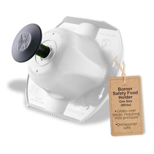 Borner Safety Food Holder - Finger Anti-Cut Protectors for Vegetable or Fruit Grater, Food Slicer Cutter, Cheese Grater, Kitchen Fruit & Vegetable Holder for Slicing, - One Size, White