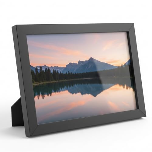 Image of 4x6 Inch Wooden Photo Frame | Fits 4x6 Photos | 0.5 mm Unbreakable Acrylic Front | Wall & Tabletop Display | Lightweight Gallery Style Frame for Home & Office (1, Classic Black)
