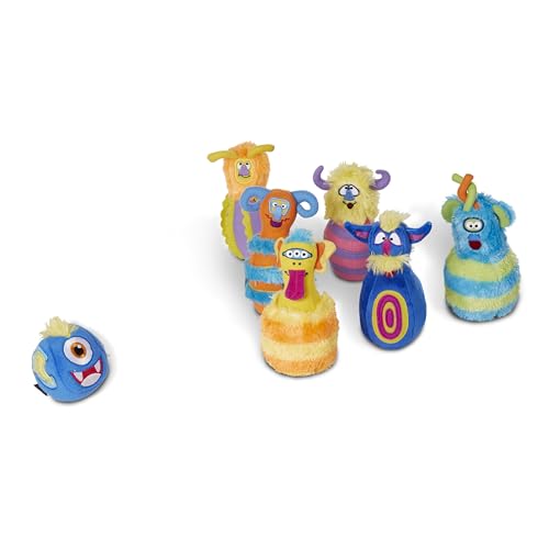 Melissa & Doug Fuzzy Monster Bowling Pins and Ball with Mesh Storage Bag - 8 Pieces Toddler Plush Indoor Bowling Set, for Toddlers and Kids Ages 2+ - image 4