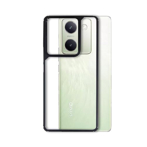 Image of AIBEX Crystal Clear Back Case Compatible with Vivo Y300 Plus 5G / Vivo Y200 Pro 5G Back Cover Case | 360 Degree Protection | Shock Proof Design | Transparent Back Cover (PC & TPU, Black Bumper)