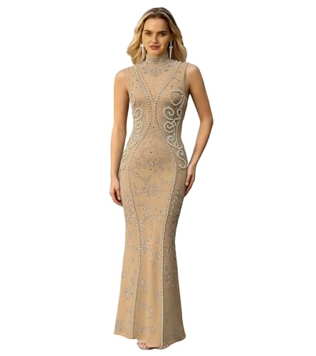 Image of PORRCEY Women's Sexy Elegant Rhinestone Bodycon Dress Hot Drilling Clubwear