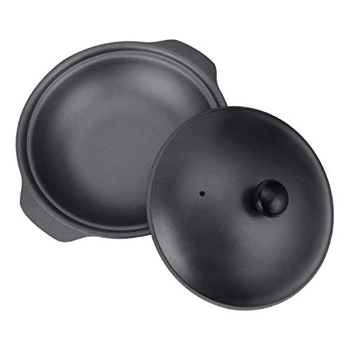 P Prettyia Cast Iron Casserole Non-Stick Pot Braiser Pan with Cover,Black, S2, as described