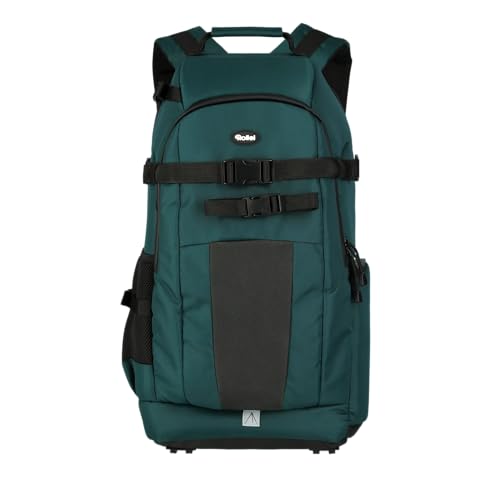 Rollei Fotoliner Ocean L: Großer Kamerarucksack aus 36 recycleten PET-Flaschen, inkl. Regenschutz, Handgepäck-geeignet,petrol, Farbe:Petrol