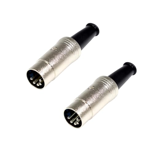 Cube-LED 5-pin DIN plug soldered audio MIDI cable connector - 180-degree pins ensure reliable connection, 2 pieces per pack[C094]