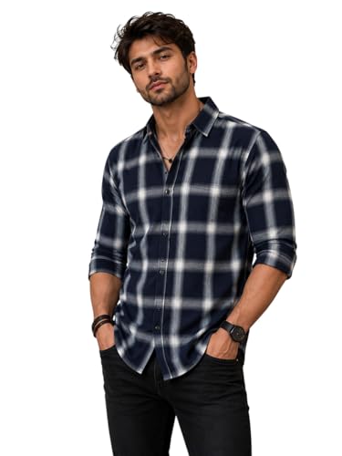 Image of NoseQueen Men's Checked Cotton Shirt | Full Sleeve Regular Fit Casual Shirt for Men | Soft Breathable Checkered Shirt