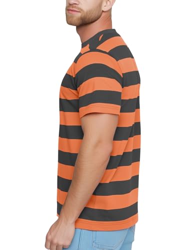 Zengjo Mens Striped Shirt Short Sleeve T-Shirts