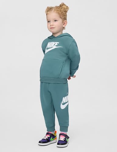 Image of Nike Kids' Sportswear Club Fleece Pullover Hoodie and Joggers 2-Piece Outfit Set (Large Swoosh Logo)