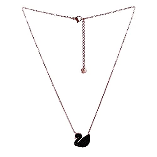 Brado Jewellery Rose Gold Plated American Diamond Black Duck Necklace Golden Chain for Women & Girls Yellow
