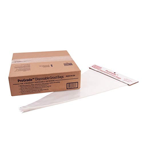 ProGradeDisposable Grout Bags - Premium Quality - Heavy Duty - Professional Grade - 25 pcs 12" x 24" Clear 2.9mil MDPE - The Strongest Disposable Grouting Bags