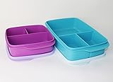  TUPPERWARE Clevere Pause Beere Lila 550ml + 1,0L Helltürkis Lunchbox Keksdosen, Vorratsdosen + Mini Becher Rosa