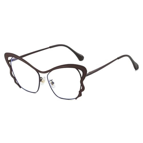 Lunettes papillon marron hip-hop sans correction pour un style unique au quotidien