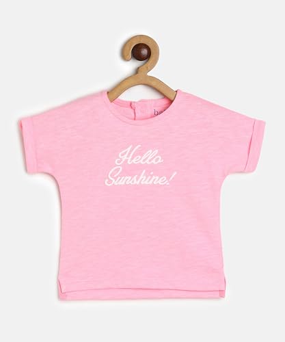 Image of miniklub Baby Short Sleeve Round Neck Knitted Blended Cotton Knit Top, Pack of 2 (Multi Color)